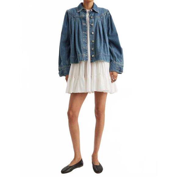 NEW MERLETTE easton denim jacket in mid blue wash - Picture 5 of 6